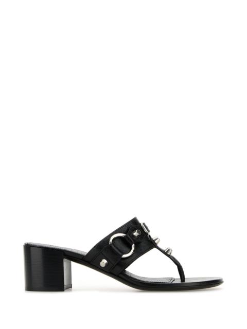 サンダル・ミュール BALENCIAGA Black leather City thong mules City 50 studded leather thong sandals in black - Balenciaga
