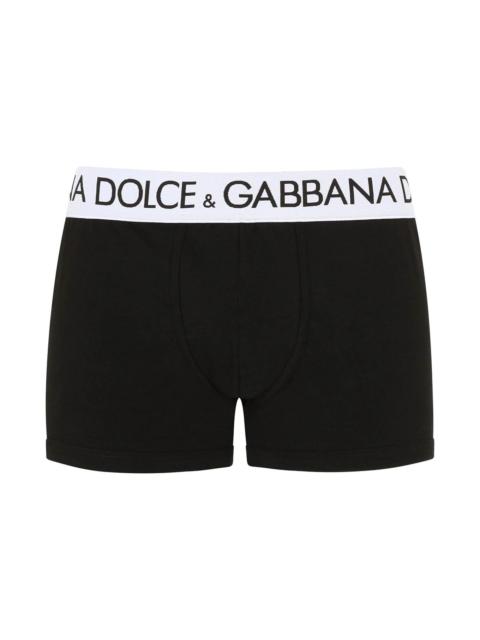 Dolce & Gabbana Black Boxer Briefs With Branded Waistband In Stretch Cotton Man