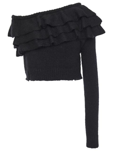 Other Designers One-shoulder tiered ruffled knitted sweater