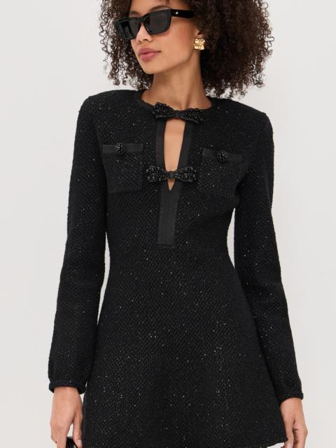 self-portrait Black Sequin Knit Mini Dress