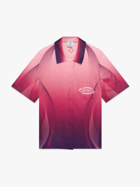 CASABLANCA Aubergine Gradient Cuban Collar Short Sleeve Silk Shirt | Casablanca Paris