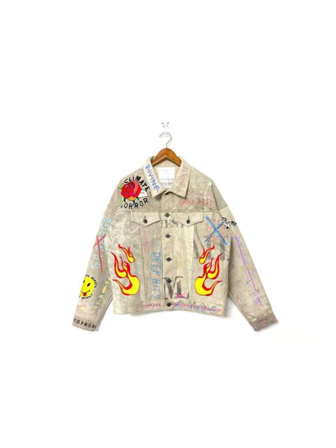 Fire embroidery work denim jacket