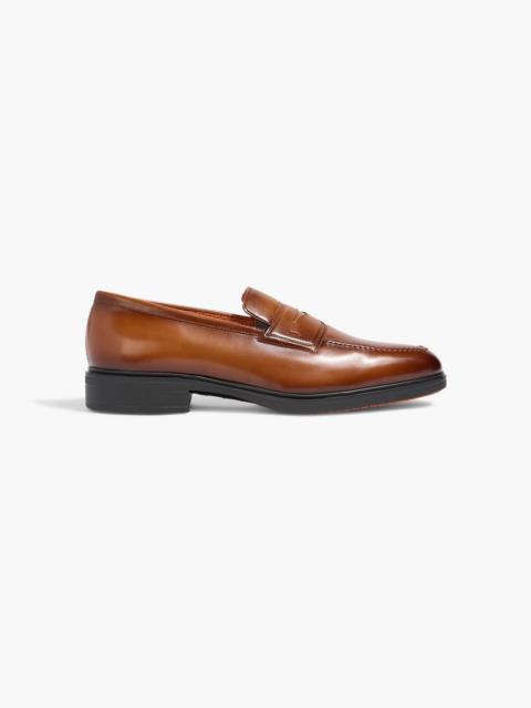 Santoni Easy burnished leather penny loafers