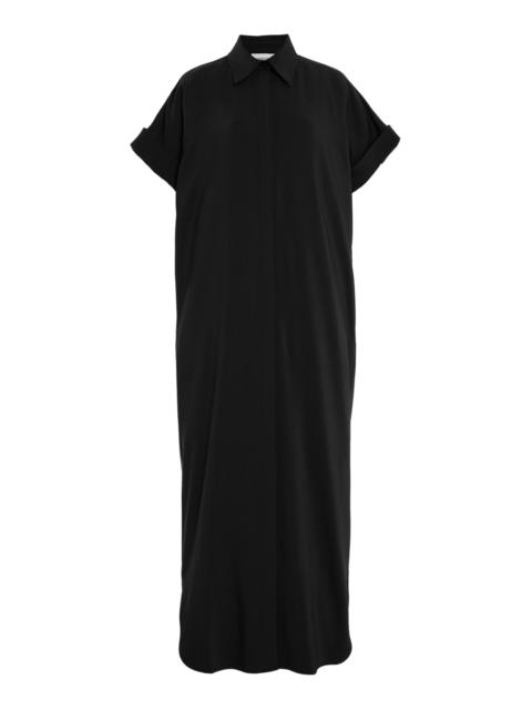 BRANDON MAXWELL The Emory Relaxed Twill Shirt Midi Dress black