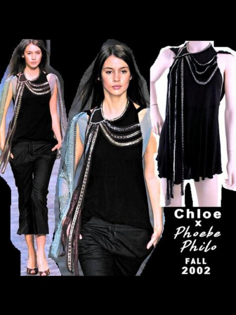 Chloé Vintage CHLOE x Phoebe Philo Beaded Art Deco Black Top Fall 2002 Runway