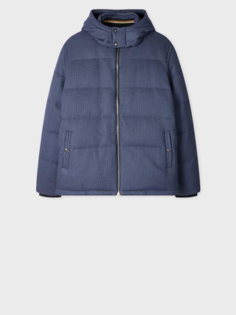 Paul Smith Navy Houndstooth Down Jacket with Detachable Hood