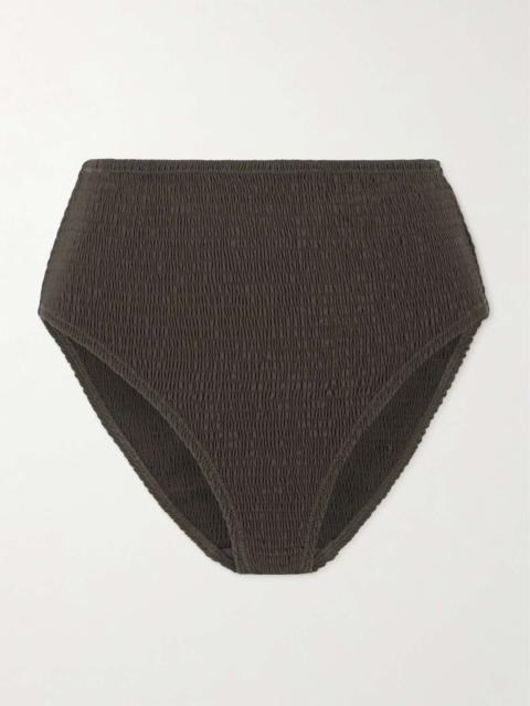 Shirred recycled bikini briefs Brown