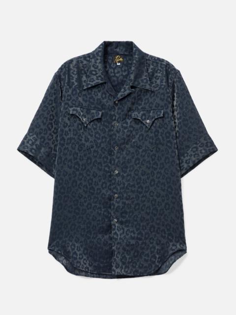 NEEDLES SHORT SLEEVES WESTERN SHIRT - RAYON LEOPARD JACQUARD