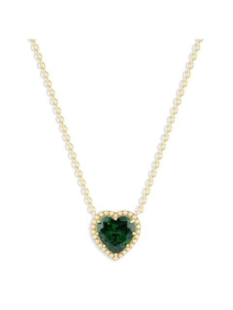 Other Designers DiamondMuse Belacqua Emerald May Birthstone Heart Pendant Necklace in 14K Gold Plated Sterling Silve