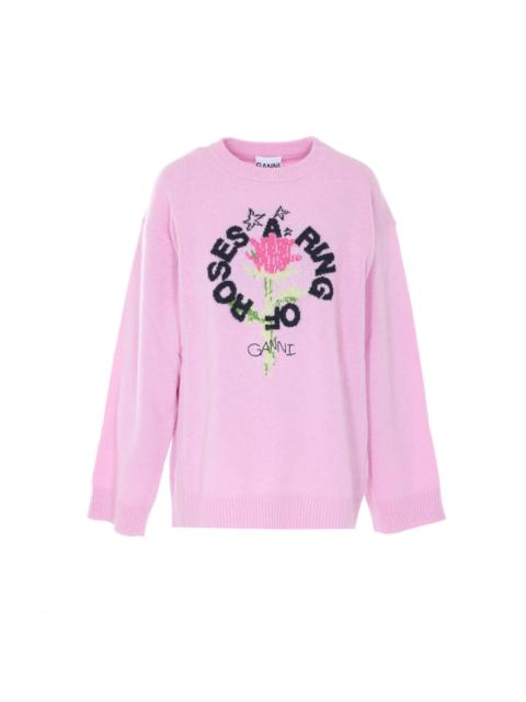 GANNI Ganni Women Ring Of A Roses Print Logo Sweater