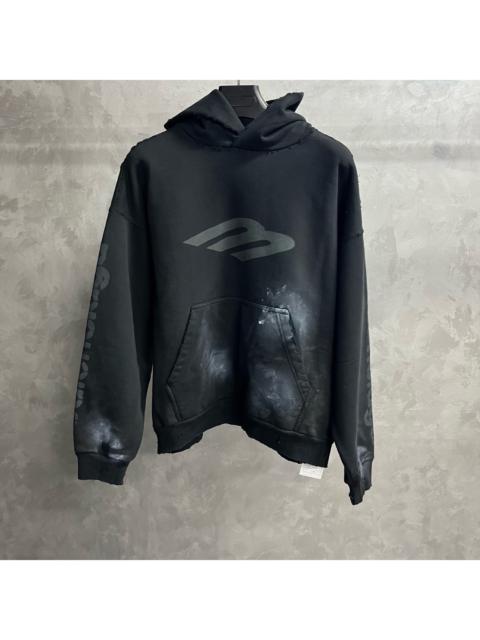BALENCIAGA Balenciaga 3b letter print hooded long-sleeved sweatshirt