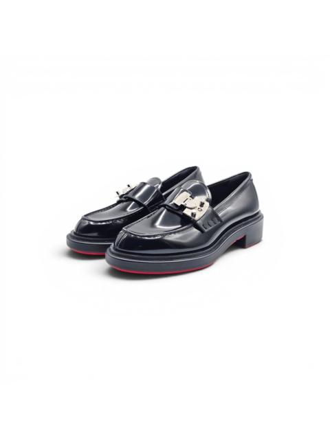 Christian Louboutin Urban Moc Lock Glazed Leather Loafers Shoes Black EU 37 US 7