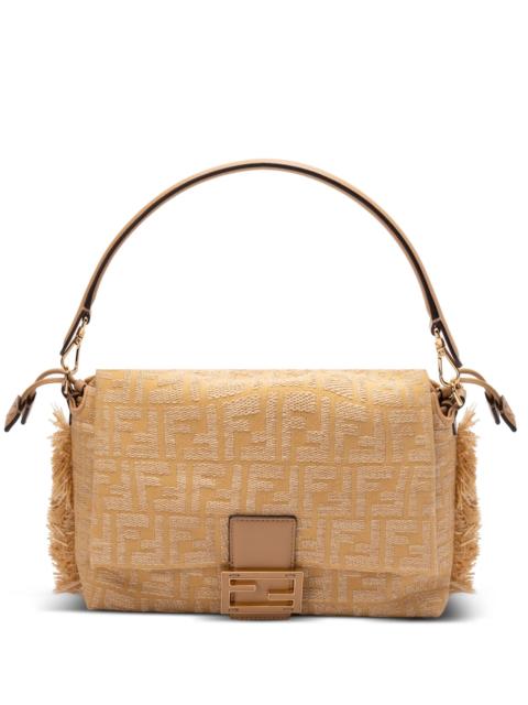 FENDI Zucca Mamma fringed canvas shoulder bag
