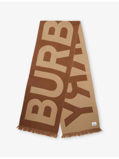 Burberry Football brand-pattern wool scarf