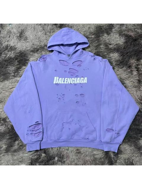BALENCIAGA Balenciaga Destroyed Hoodie 'Light Purple/White'