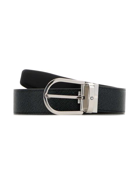 Montblanc Melange Blue Leather Reversible Belt