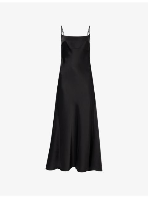 Theory Spaghetti-Strap Satin Slip Maxi Dress