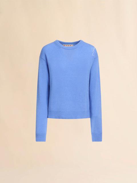 Marni INDIGO BOXY CASHMERE JUMPER WITH MARNI SYMBOL