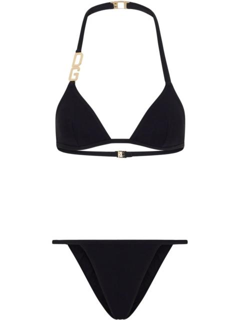 Dolce & Gabbana halterneck logo-plaque bikini