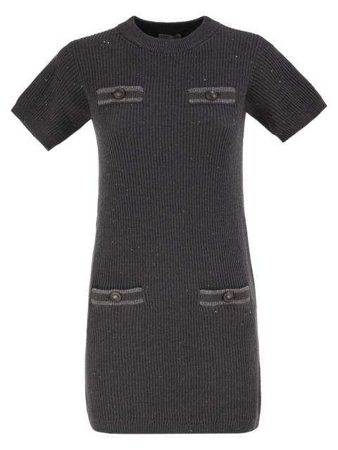 Brunello Cucinelli Brunello Cucinelli Women Ribbed Knit Dress With Sequins And Patch Pockets