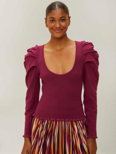FARM RIO Burgundy Knit Corset Top