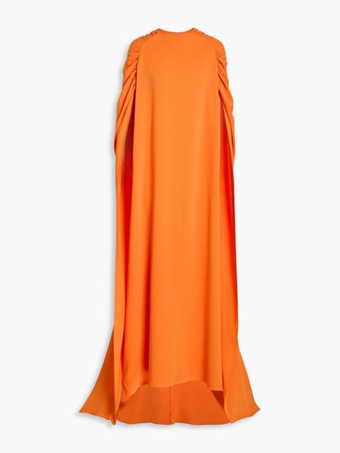Oscar de la Renta Cape-effect silk-blend crepe gown