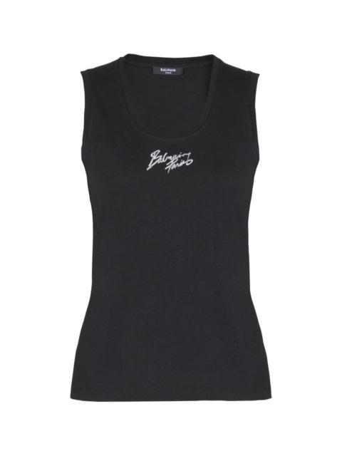 Balmain Logo cotton tank top