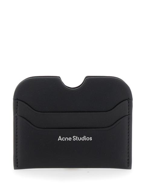 Acne Studios Acne Studios Men Black Card-Holder With Logo Print In Leather Man