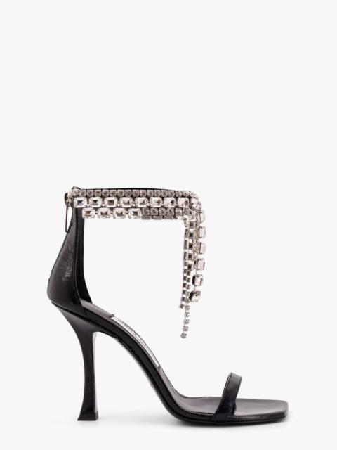 JIMMY CHOO Jimmy Choo Black Vintage Leather Sandals With Crystals Detail