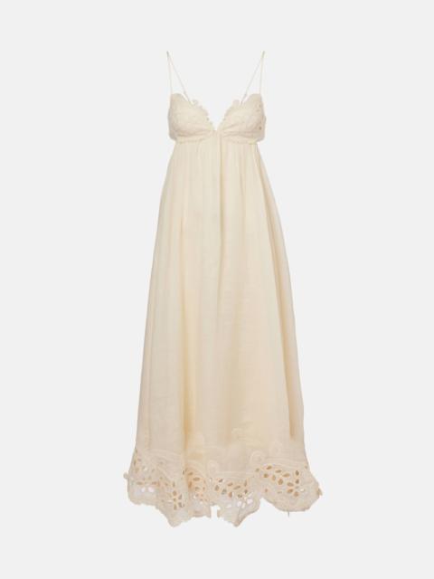 Zimmermann Coco embroidered ramie maxi dress