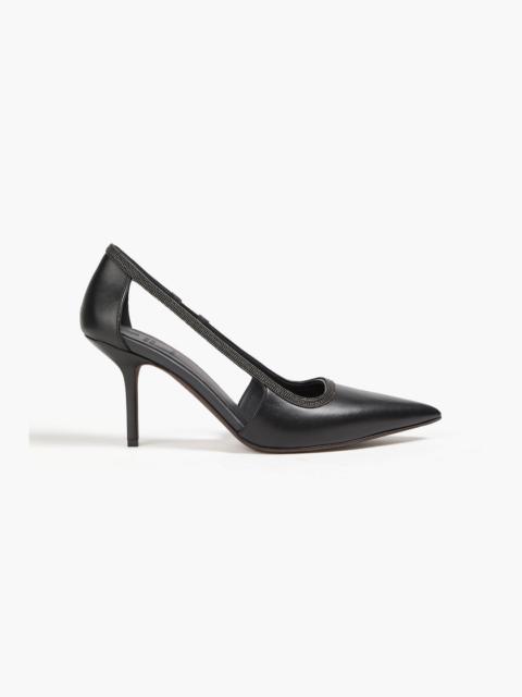 Brunello Cucinelli Bead-embellished leather pumps
