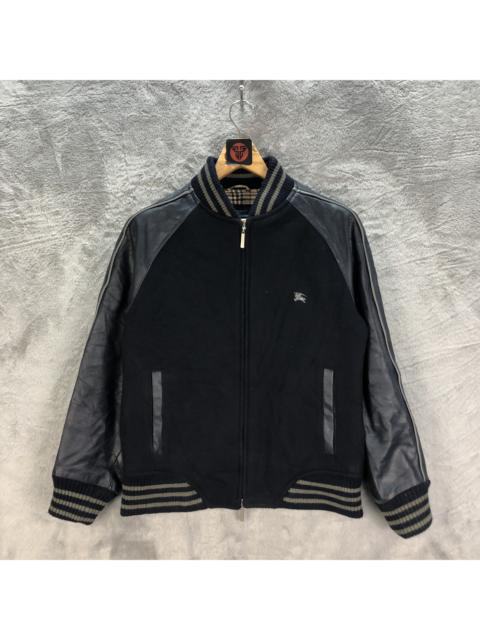 Burberry BURBERRY NOVA CHECK WOOL LEATHER VARSITY JACKET #6501-69