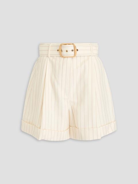 Zimmermann Belted striped jacquard shorts