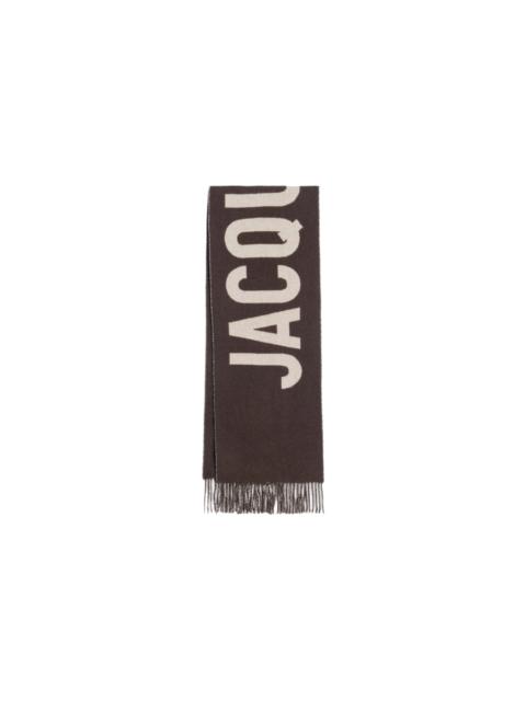 JACQUEMUS FRINGE LOGO SCARF (MULTI BROWN)