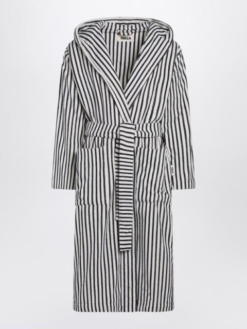 TEKLA White and black striped bathrobe