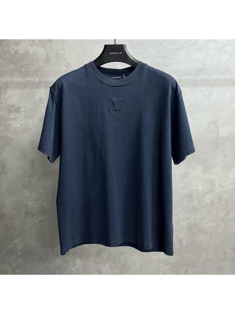 Louis Vuitton Louis Vuitton Dark Blue Solid-Color Short-Sleeve T-Shirt with Embroidered Logo