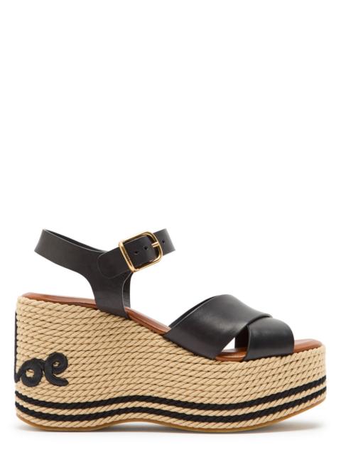 Chloé Chloe Chloé Sand 105 Woven and Leather Wedge Sandals