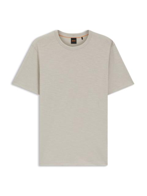 BOSS SLUB-COTTON T-SHIRT WITH LOGO DETAIL