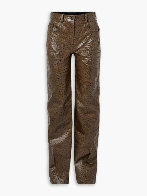 16ARLINGTON Vante ostrich-effect leather straight-leg pants