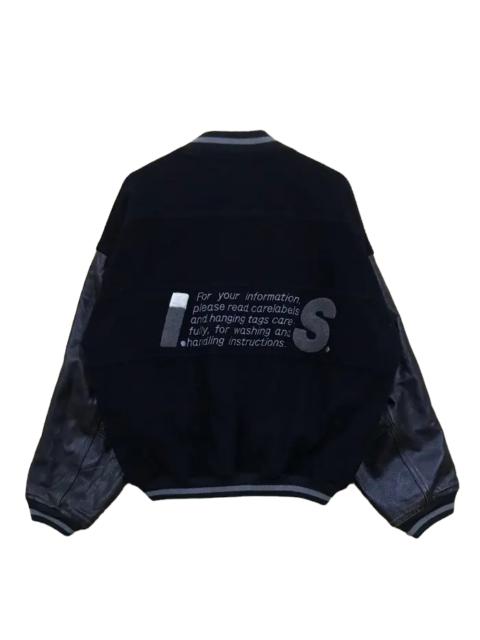 Vintage 80's Issey Miyake Leather Sleeve Varsity Jackets