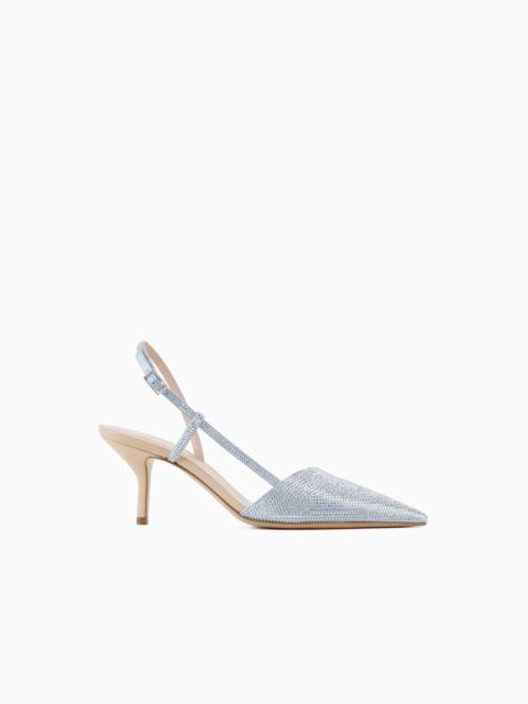 GIORGIO ARMANI Satin and rhinestone slingbacks
