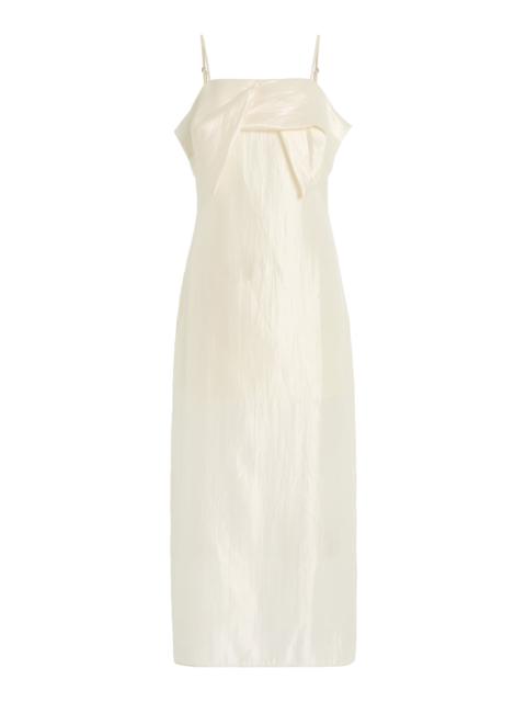 The Garment Porcha Draped Taffeta Midi Dress ivory