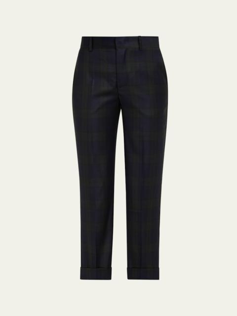 SA SU PHI Angela Check Slim-Leg Crop Trousers