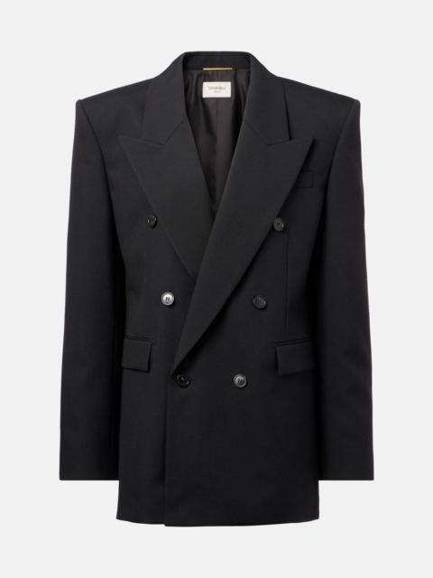 SAINT LAURENT Double-breasted wool canvas blazer