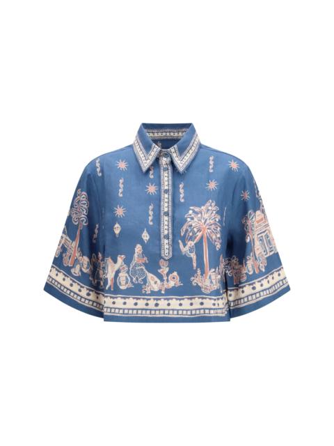 ALÉMAIS Alemais Acacia Cropped Shirt Blue