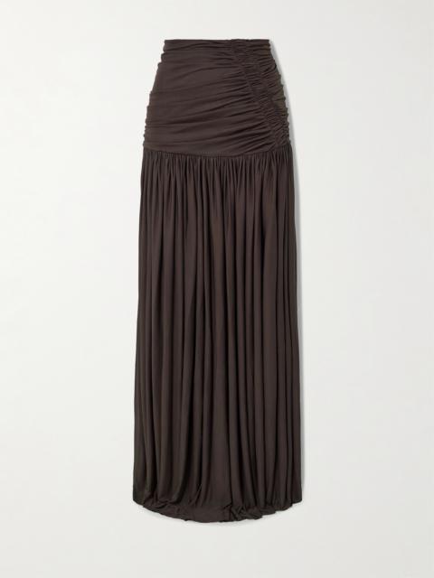 CHRISTOPHER ESBER Orion Ruched Gathered Jersey Maxi Skirt