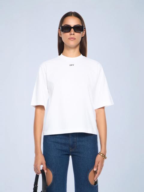 Off-White Embroidered Flowers Boxy Logo T-Shirt