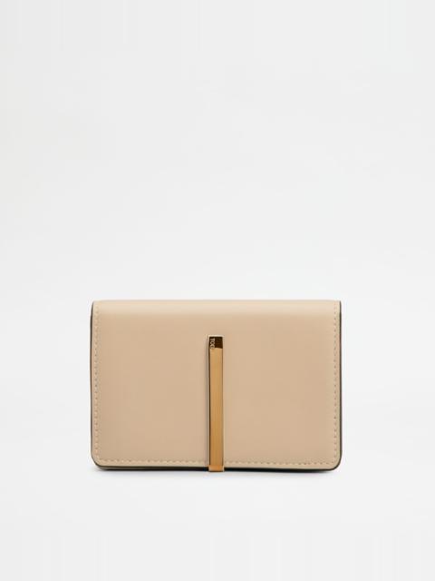 Tod's BUSINESS CARD HOLDER IN LEATHER - BEIGE