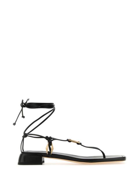 JIMMY CHOO Black nappa leather Onyxia thong sandals