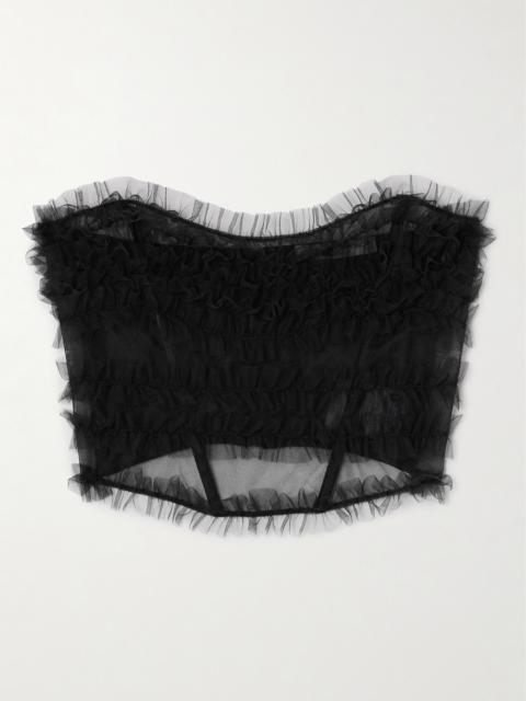 Alessandra Rich Ruched Tulle Bustier Top